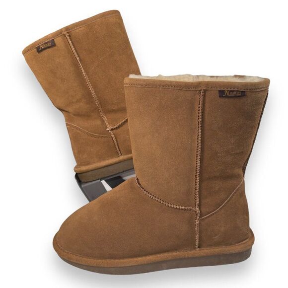 Natural Reflections Shearling Style Suede Winter Boots Brown Women's 9 - Picture 1 of 11